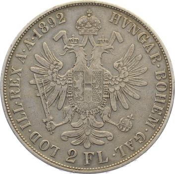 Haus Habsburg Doppelgulden (2 Florin) 1892 A Franz Josef I 1848-1916